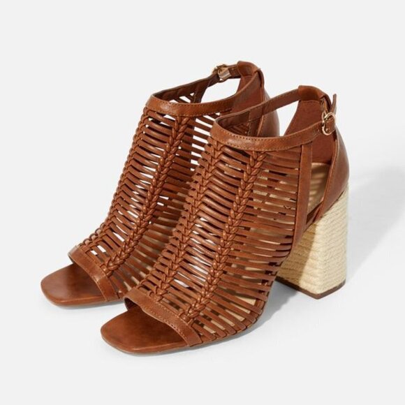 JUSTFAB  Woven Wanderlust Heeled Sandal 8 NEW - Picture 4 of 6
